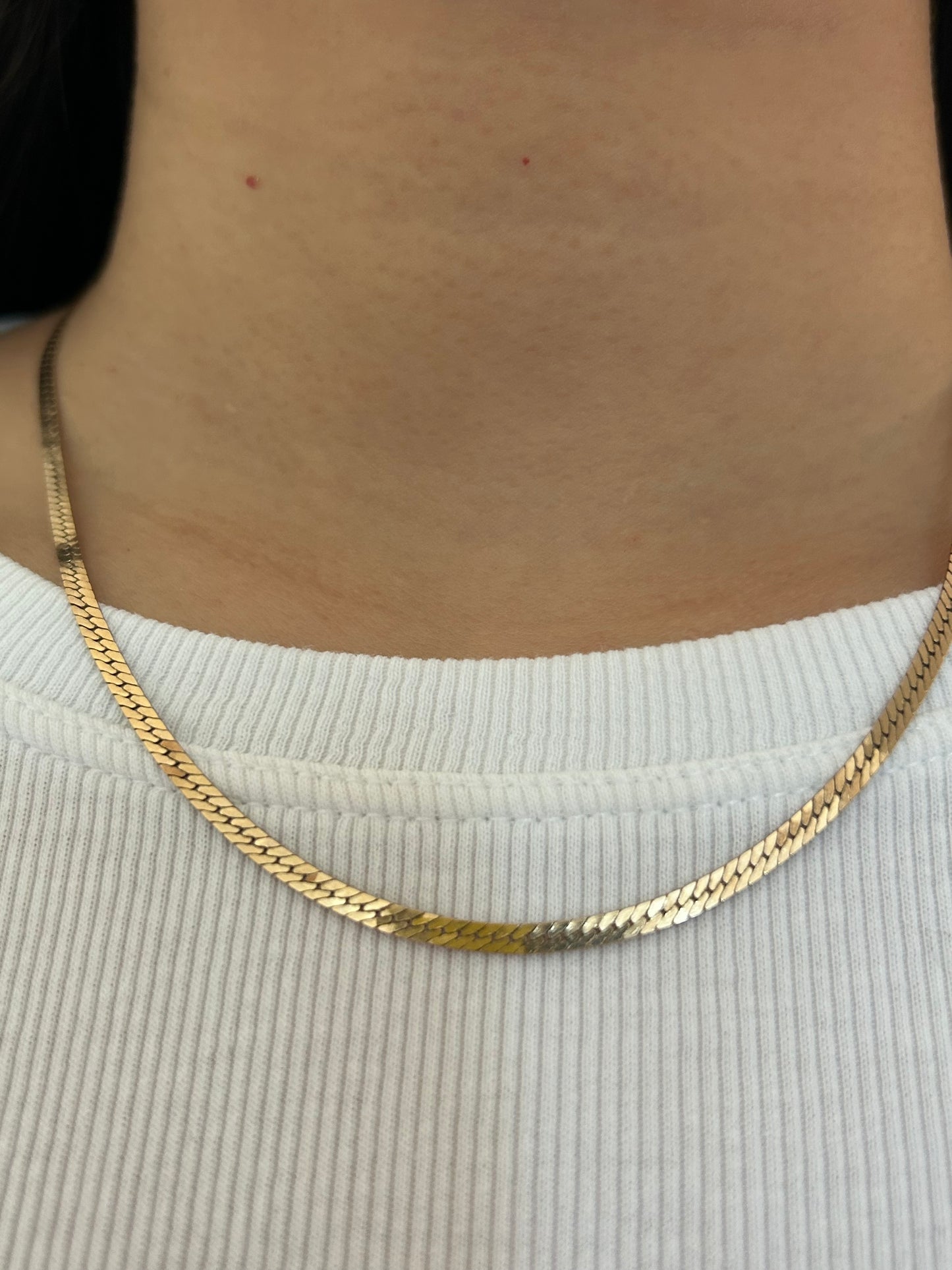 Vintage 10k Herringbone x Flat Curb Chain