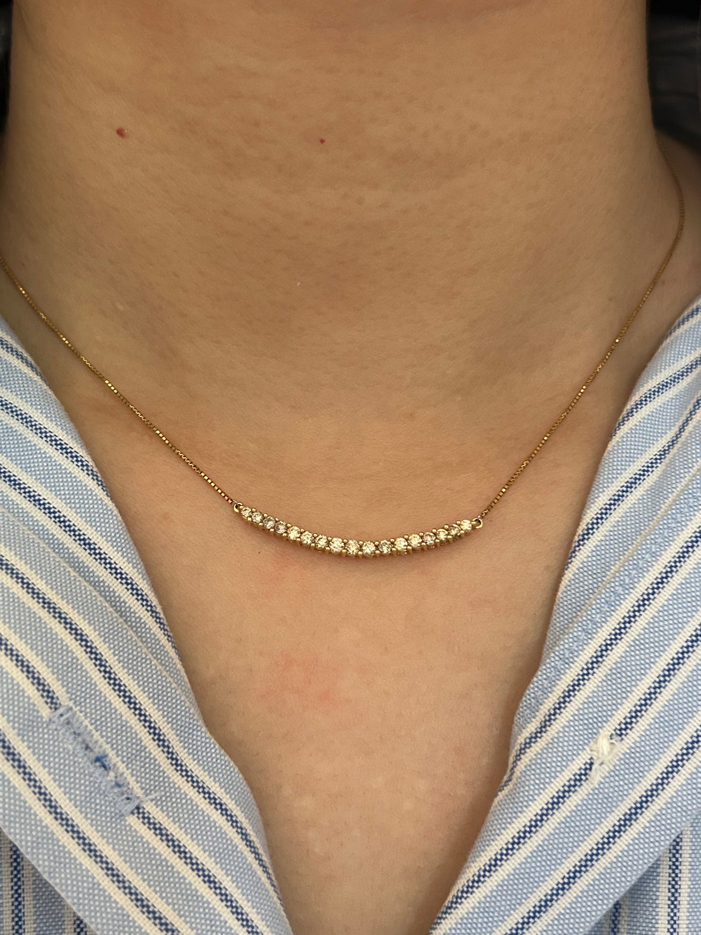 Vintage 18k Champagne Diamond Curved Pendant Chain