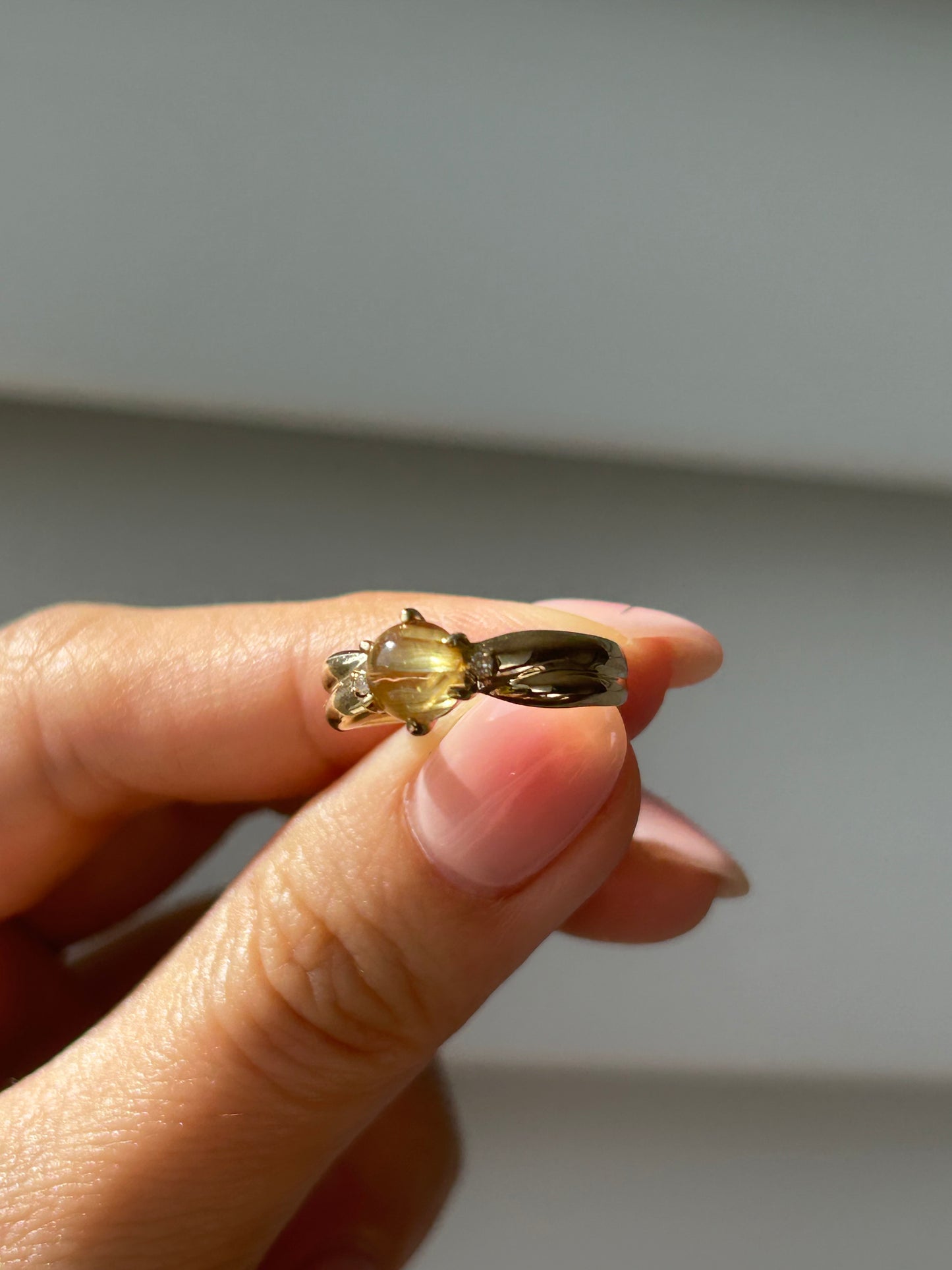 Vintage 10k Rutilated Quartz Ring: US Size 5.75