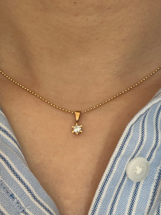 Vintage 14k Gold 0.2 ct Diamond Solitaire Pendant