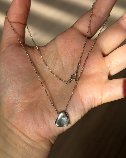 Vintage Silver Tiffany & Co Elsa Peretti Small Full Heart Necklace