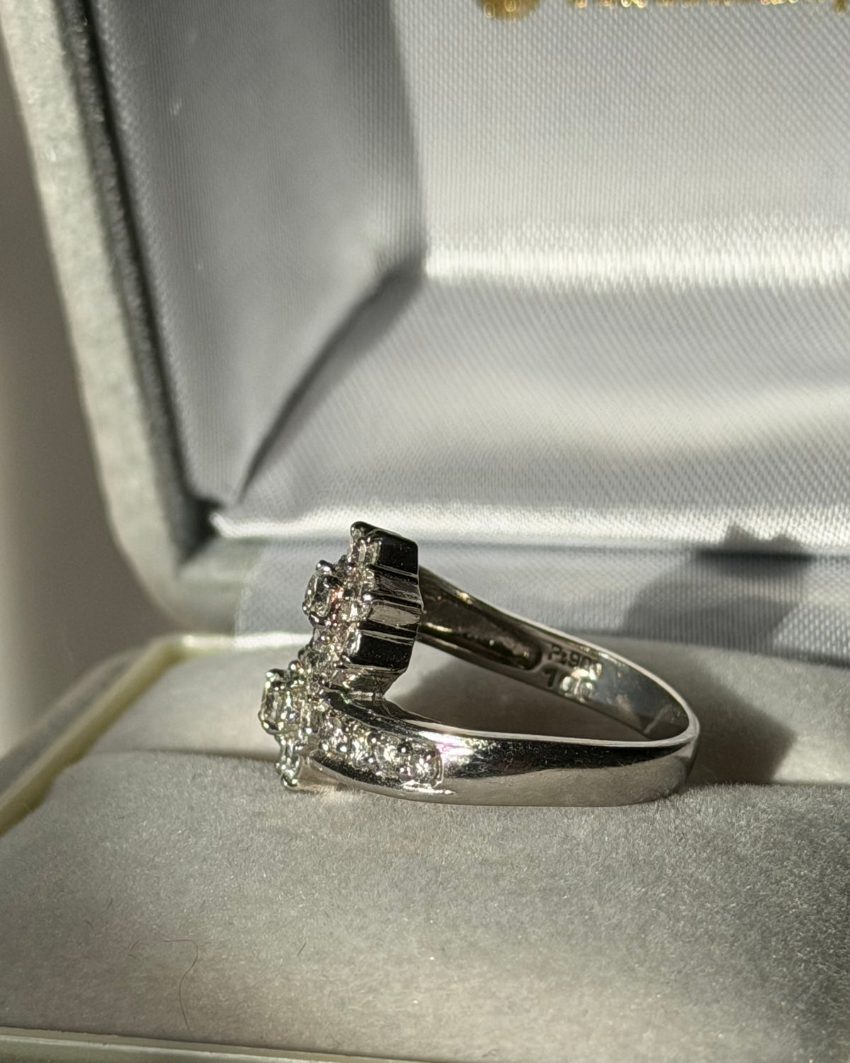 Vintage Platinum 1.0 CTW Diamond Flower Bypass Ring