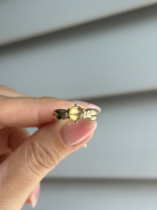 Vintage 10k Rutilated Quartz Ring: US Size 5.75