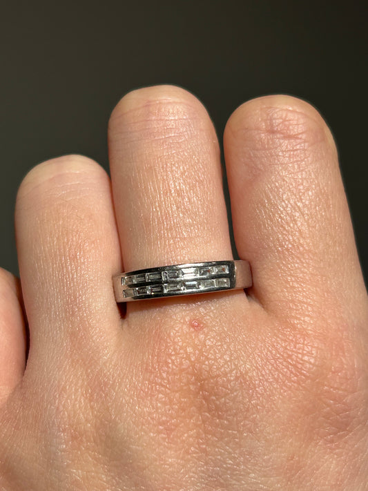 Vintage 18k WG East-West Channel Set Baguette Diamond Ring