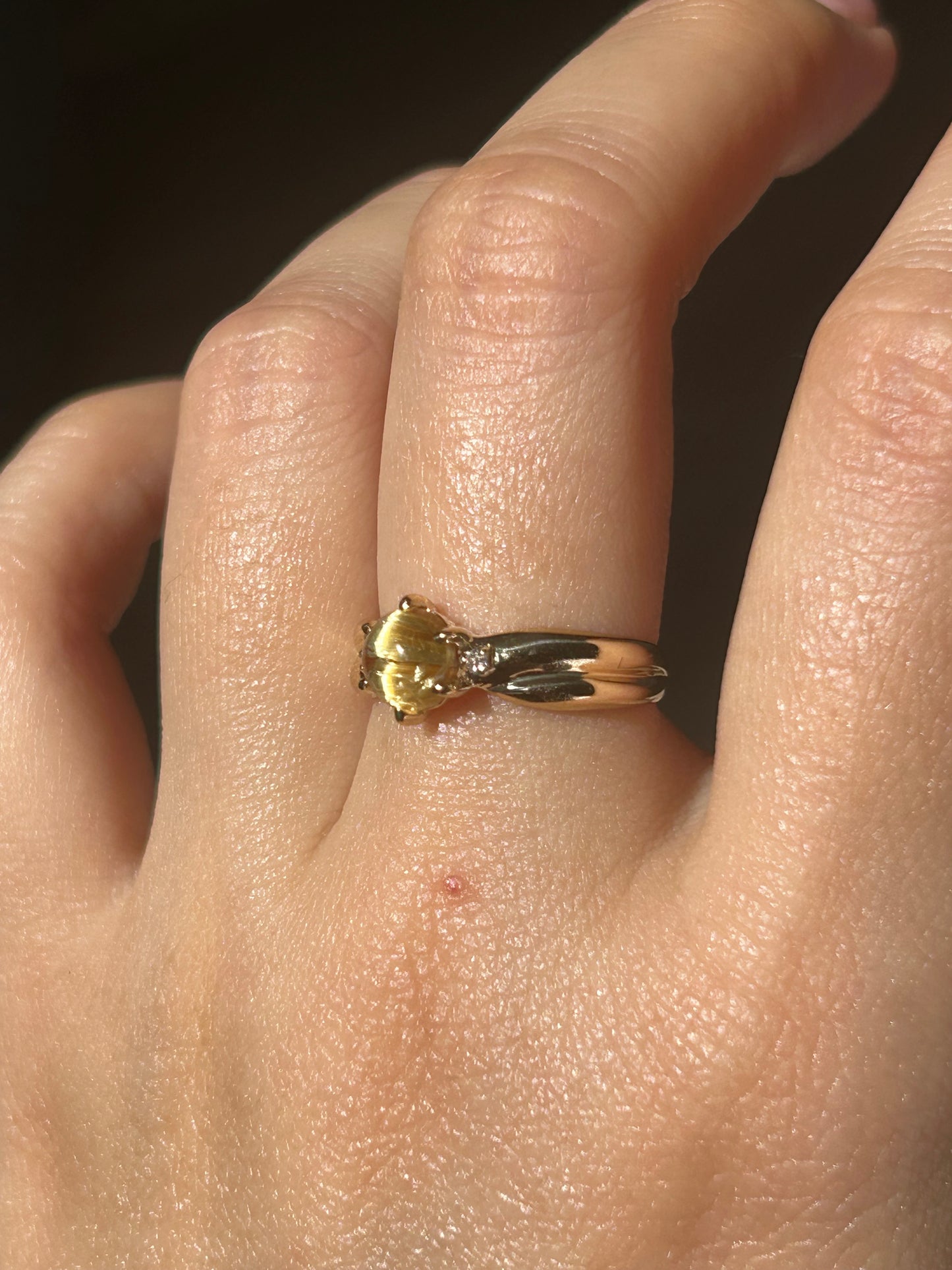Vintage 10k Rutilated Quartz Ring: US Size 5.75
