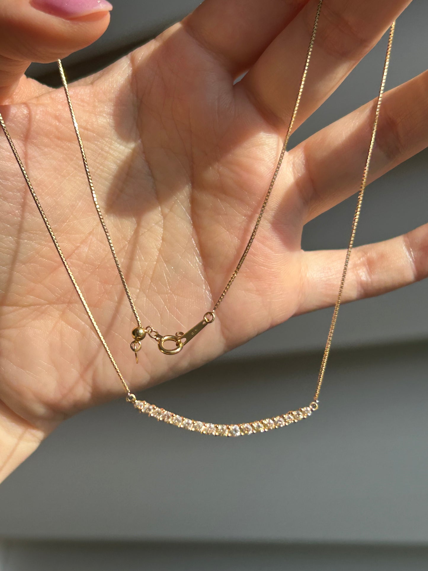 Vintage 18k Champagne Diamond Curved Pendant Chain