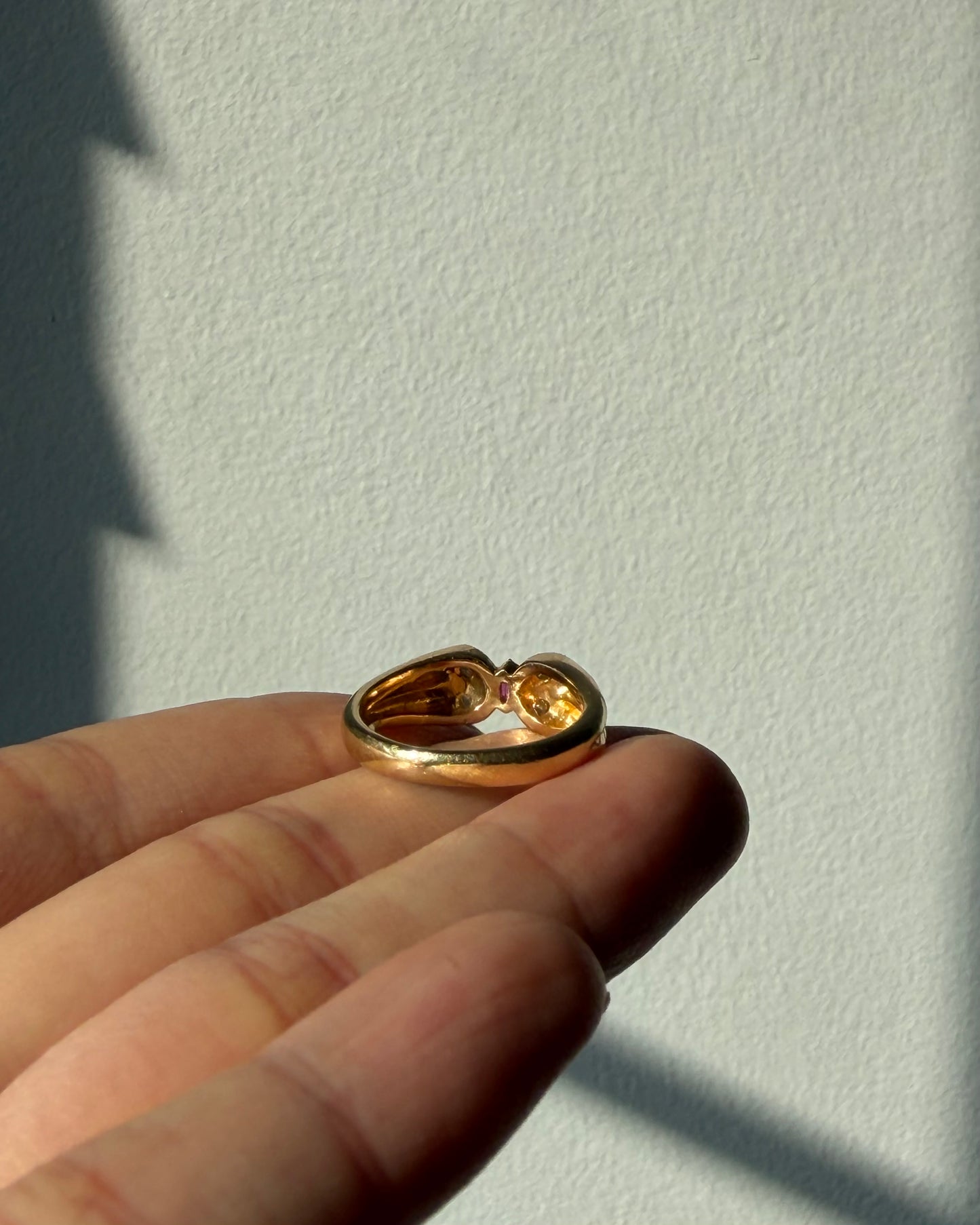 Vintage 18k Gold Diamond and Ruby Butterfly Ring