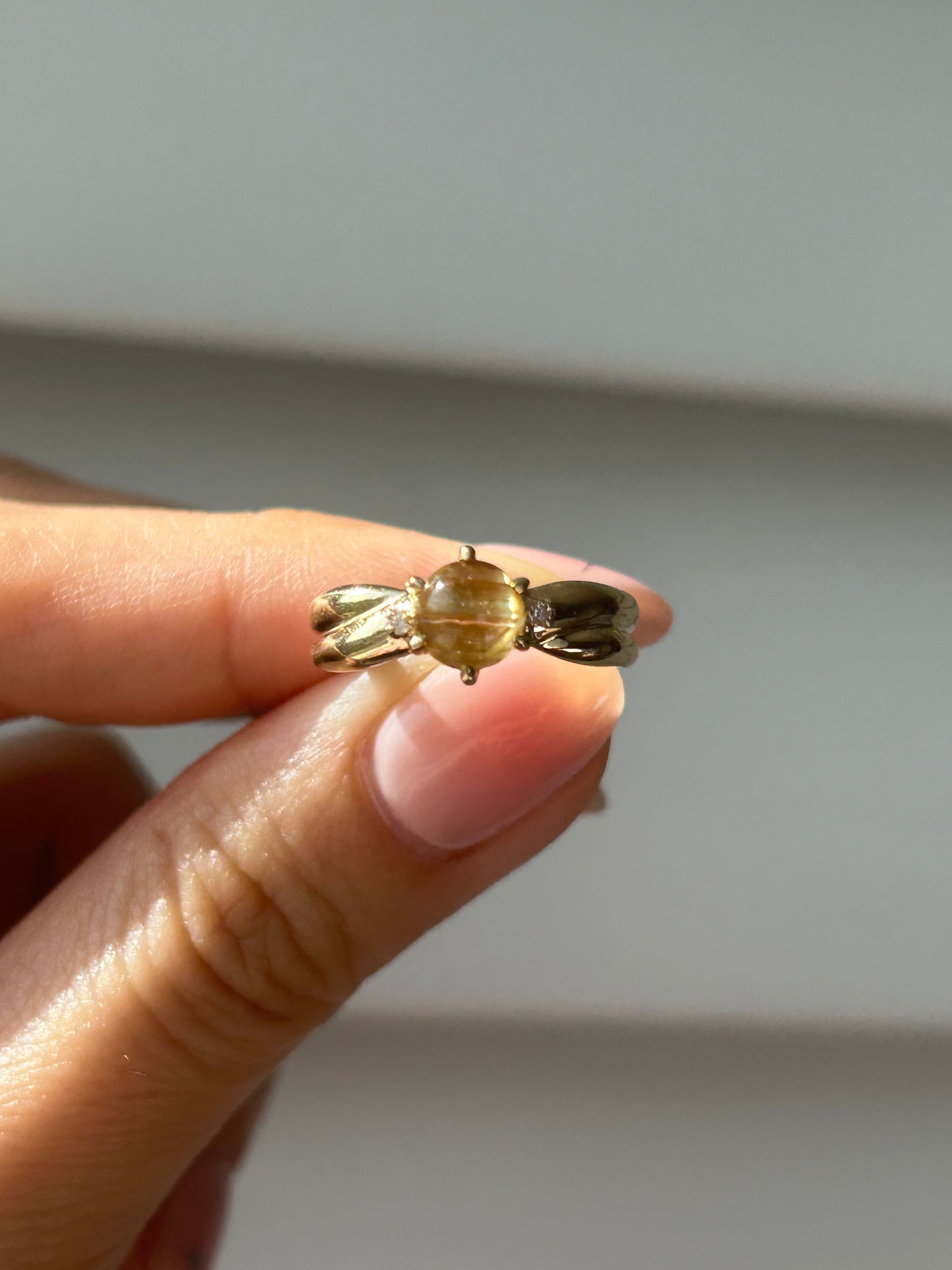 Vintage 10k Rutilated Quartz Ring: US Size 5.75