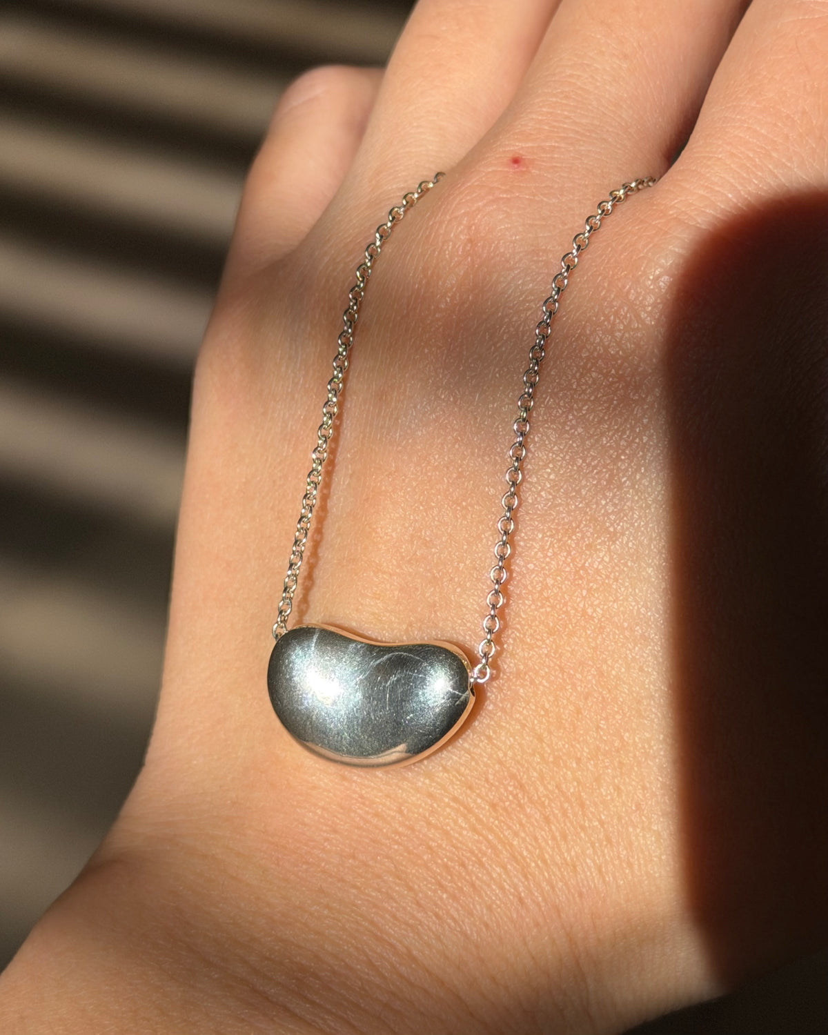 Vintage Silver Tiffany & Co Elsa Peretti Large Bean Necklace - With Box