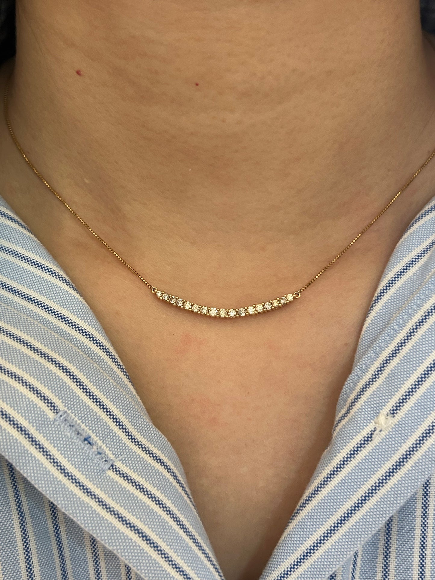 Vintage 18k Champagne Diamond Curved Pendant Chain