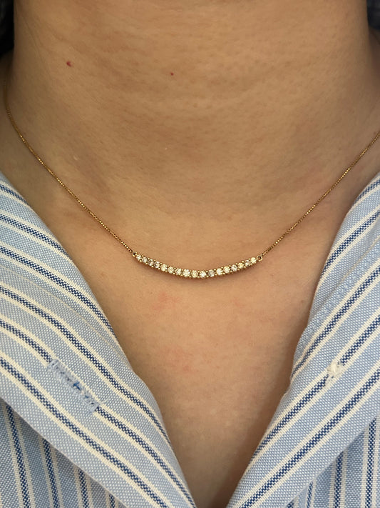 Vintage 18k Champagne Diamond Curved Pendant Chain