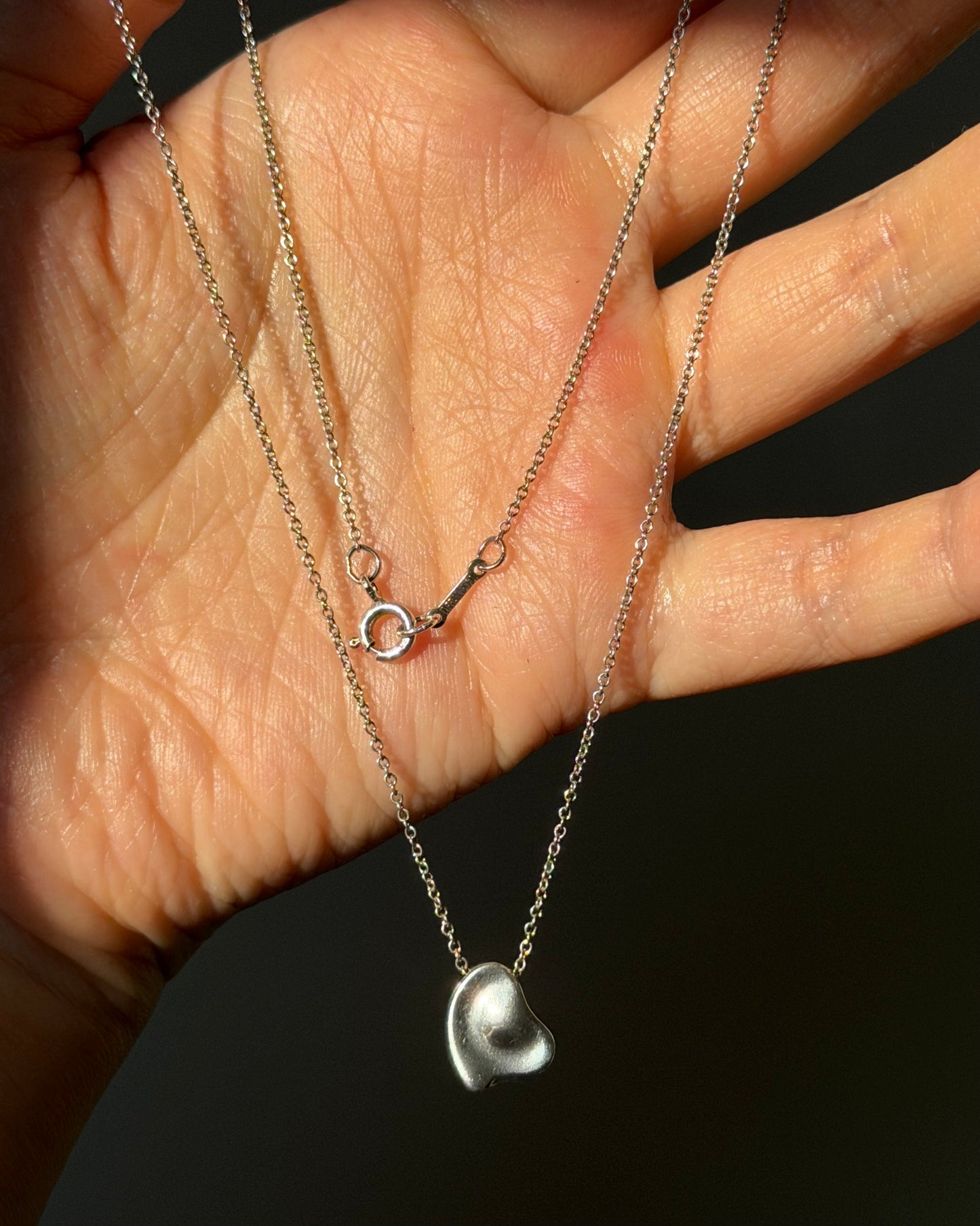 Vintage Sterling Silver Tiffany & Co Elsa Peretti Full Heart Pendant Necklace