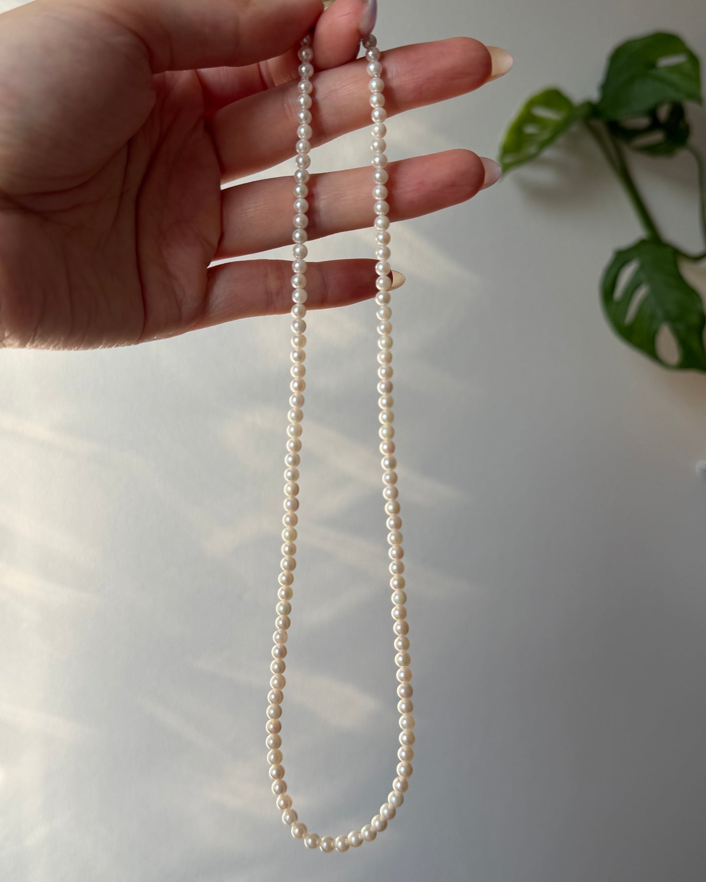 Vintage Petite-Sized Pearl Necklace - 14k WG Clasp