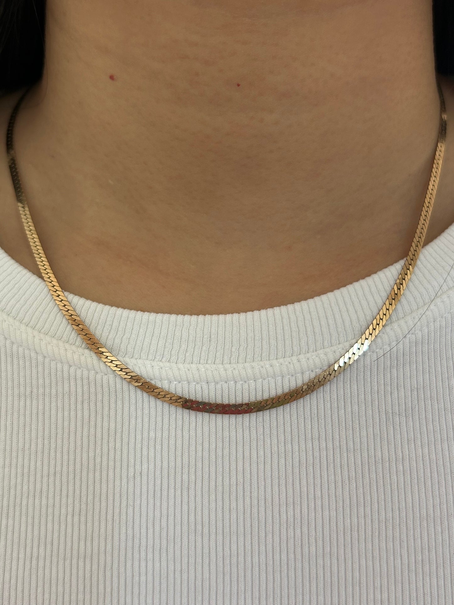 Vintage 10k Herringbone x Flat Curb Chain