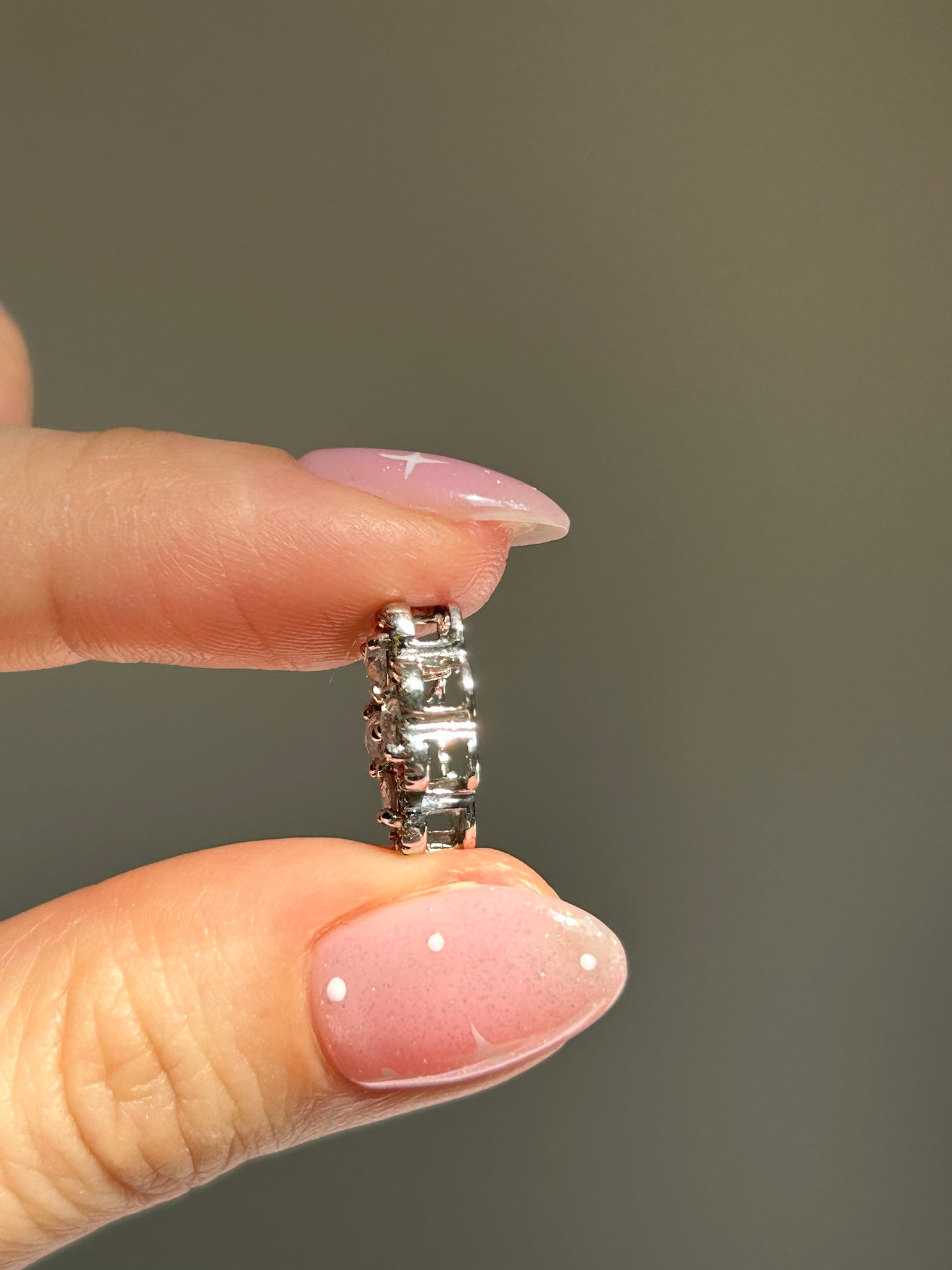 Modern Estate 18k WG Rose Cut Diamond Clover Slider Pendant