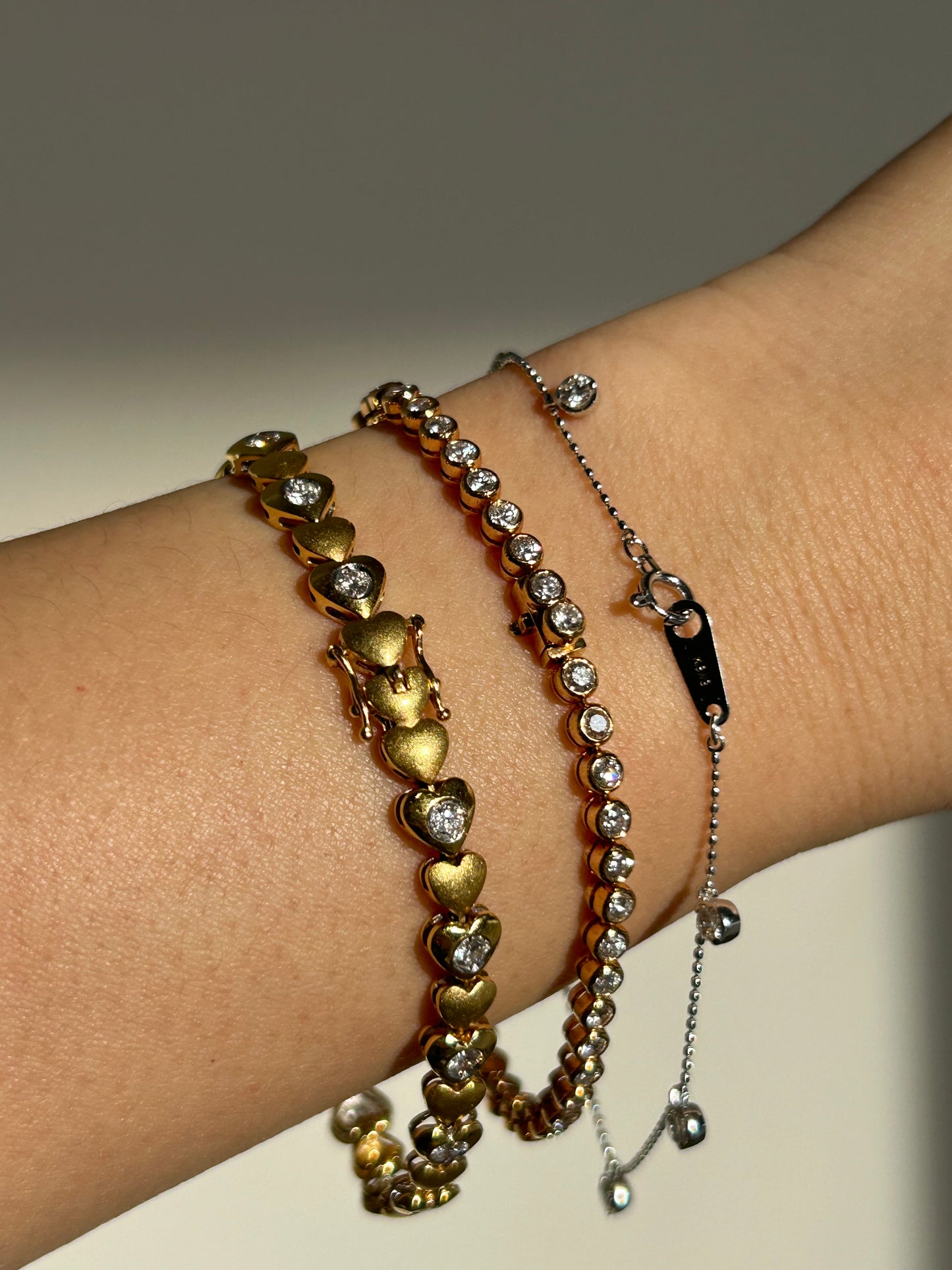 Vintage 18K White Gold Diamond By the Yard Station Bracelet