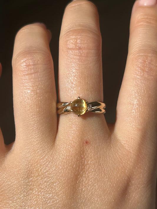 Vintage 10k Rutilated Quartz Ring: US Size 5.75