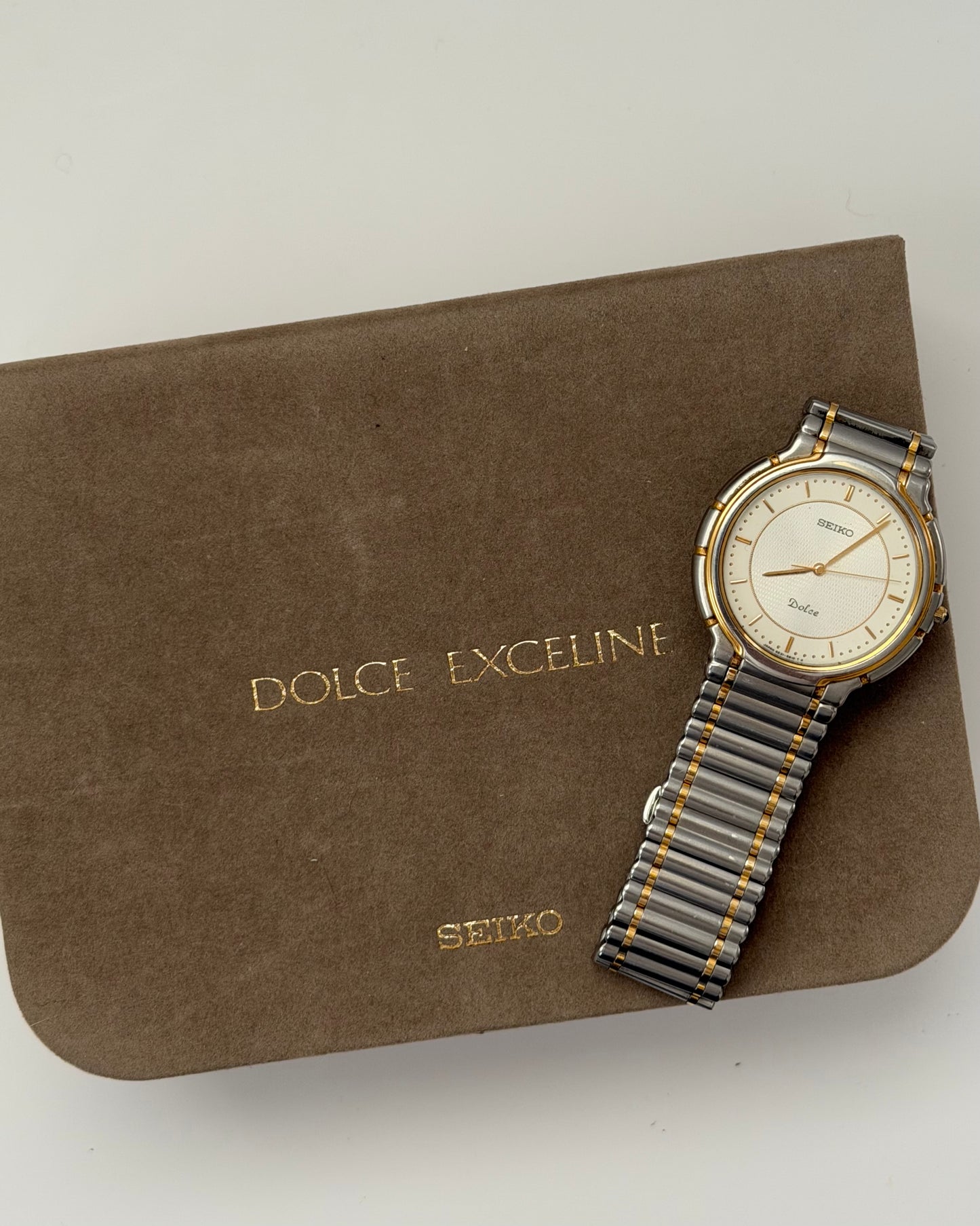 Vintage Seiko Dolce Exeline 5E31 Stainless Steel Two-Toned Round Dial Watch - Box and Papers