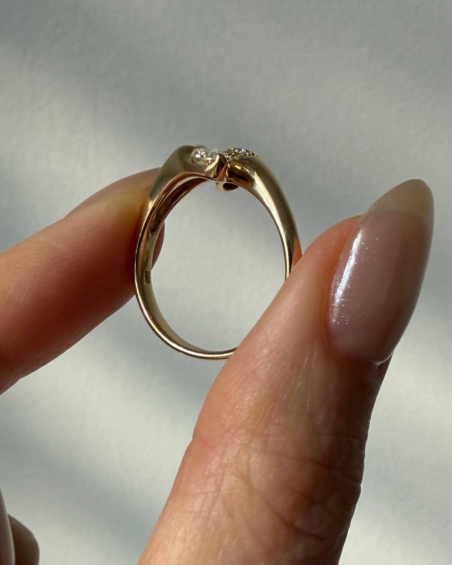 Vintage 18k Gold Light Yellow Marquise Diamond Bypass Ring