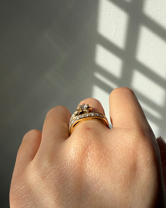 Vintage 18k Gold Diamond Shooting Star Ring - Comet Celestial Motif Ring