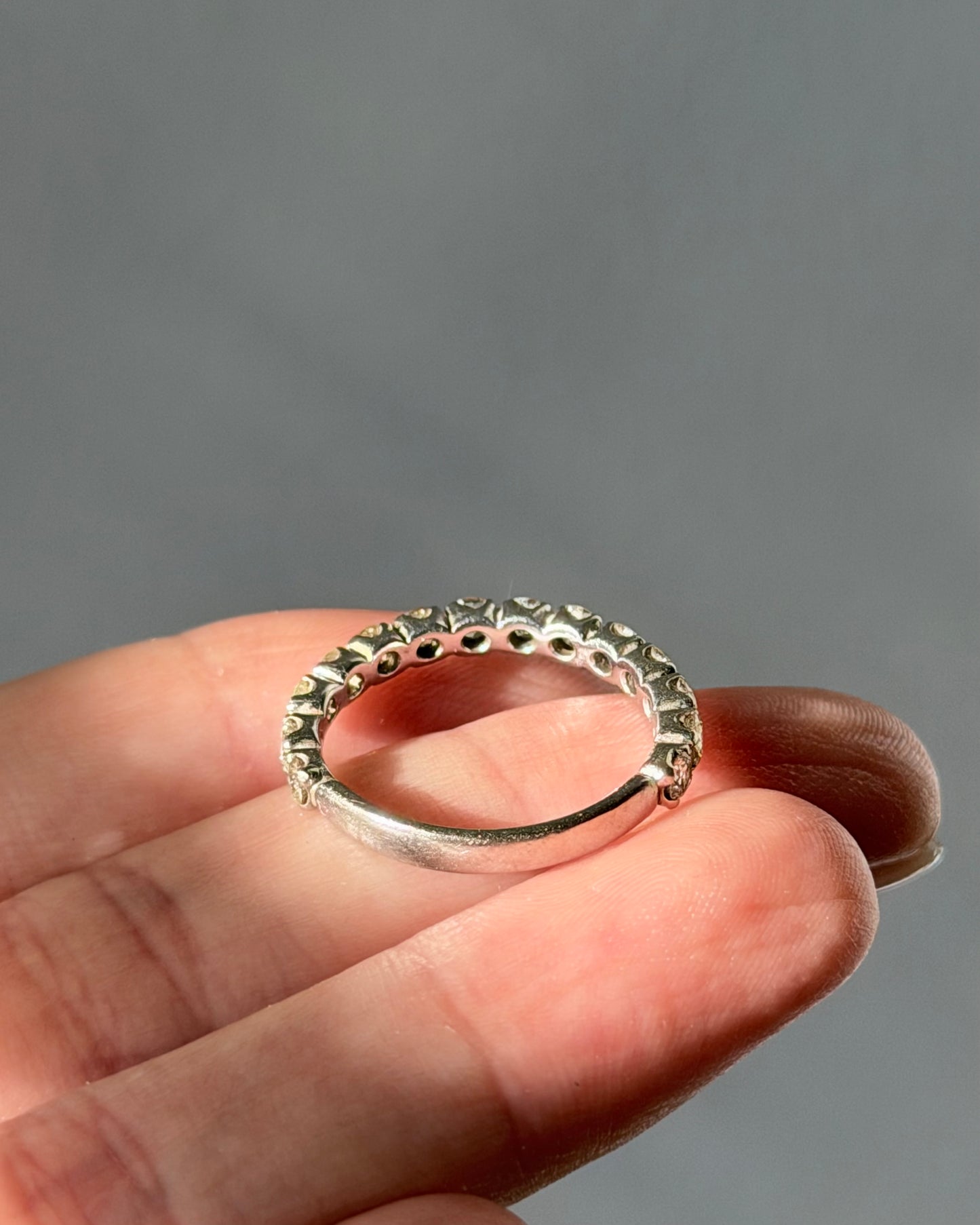Vintage 18k White Gold 1ctw Diamond Half Eternity Stacking Band