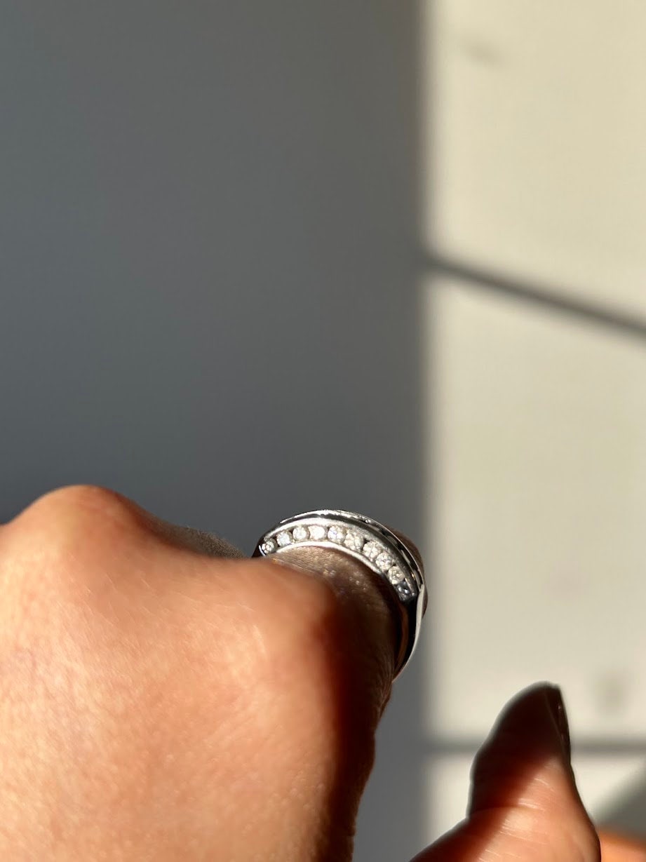 Vintage 14k White Gold Diamond Wedding Band Ring - 0.6 ct, Size 6.25