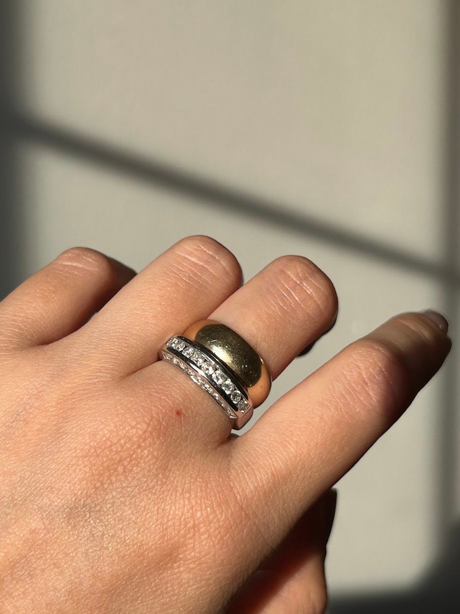 Vintage 14k White Gold Diamond Wedding Band Ring - 0.6 ct, Size 6.25