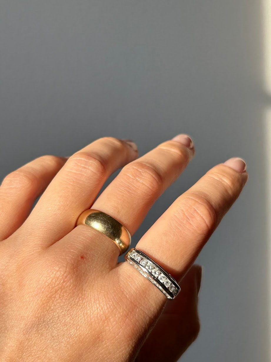 Vintage 14k White Gold Diamond Wedding Band Ring - 0.6 ct, Size 6.25