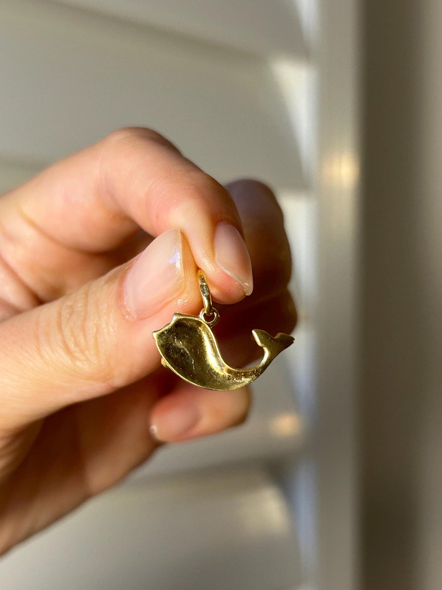 Vintage 18k Yellow Gold Enamel Whale Charm - UnoAErre Italian Design