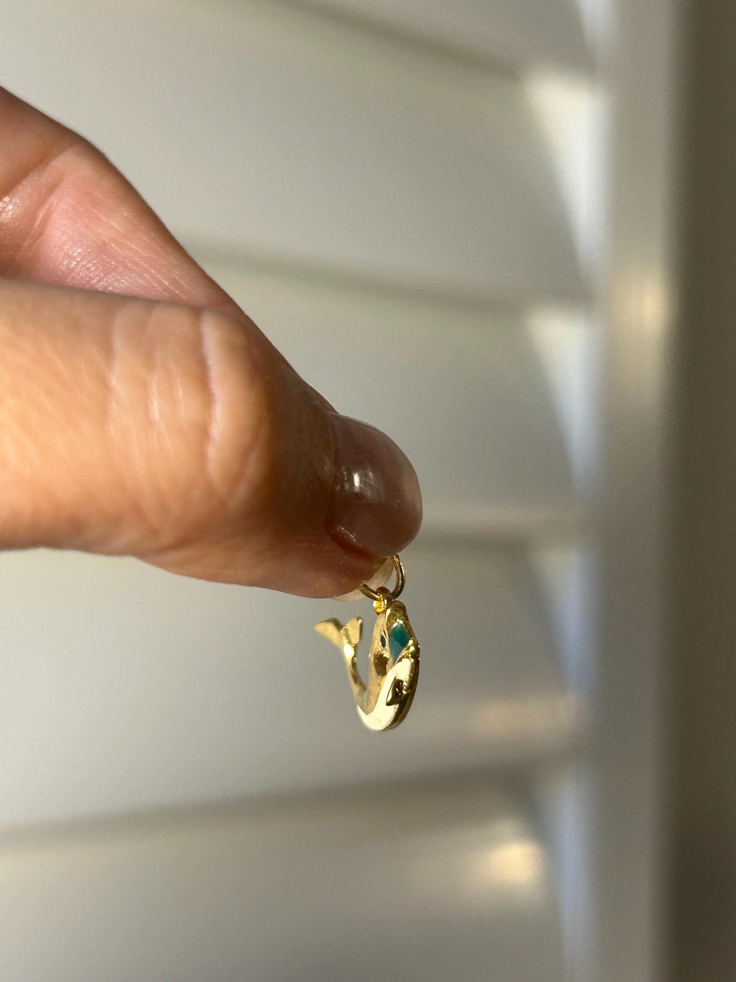 Vintage 18k Yellow Gold Enamel Whale Charm - UnoAErre Italian Design