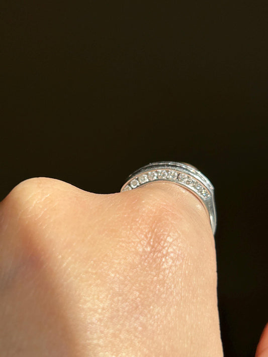 Vintage 14k White Gold Diamond Wedding Band Ring - 0.6 ct, Size 6.25