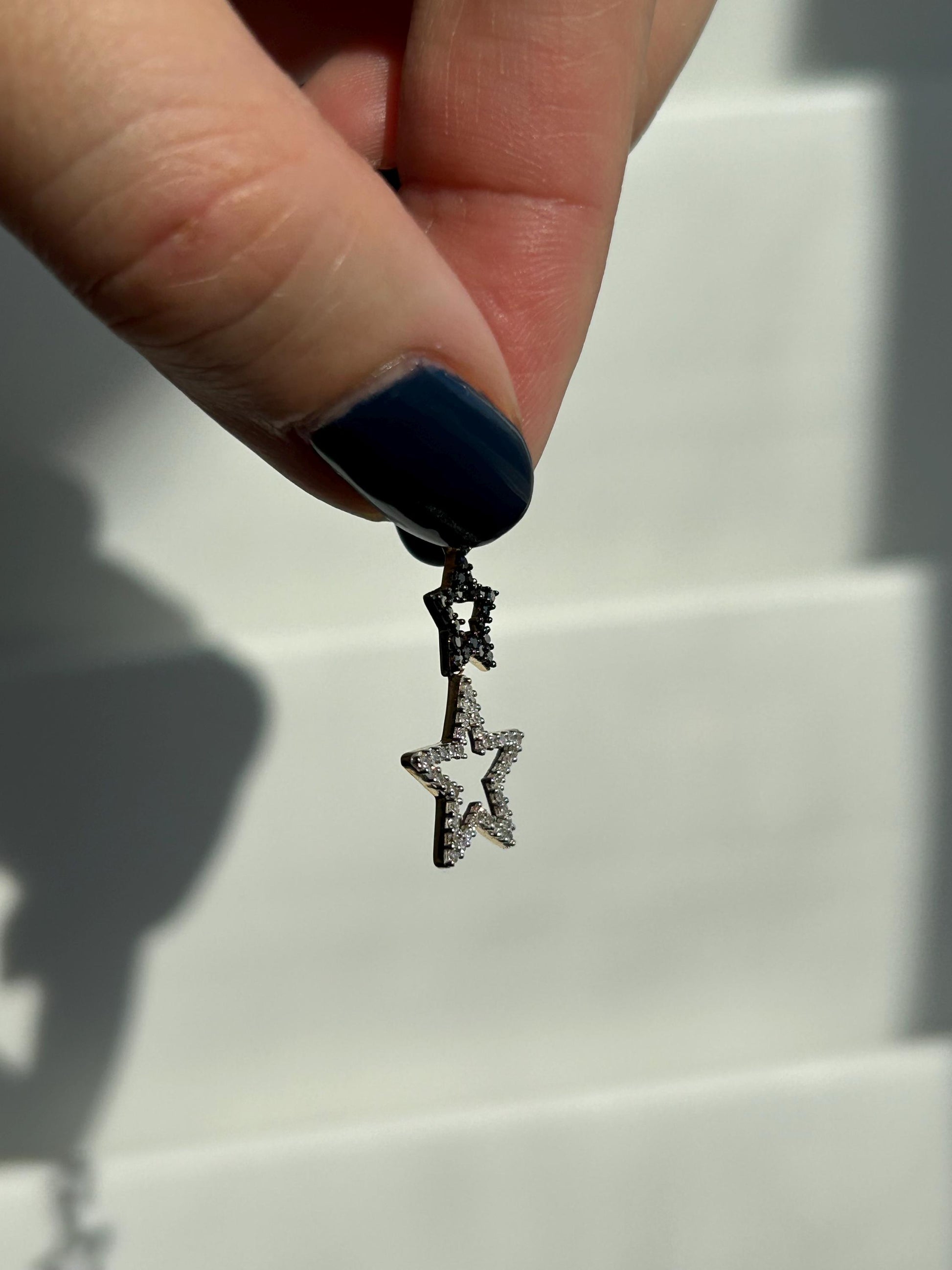 14k Yellow Gold Diamond Star Charm Pendant: Celestial Jewelry