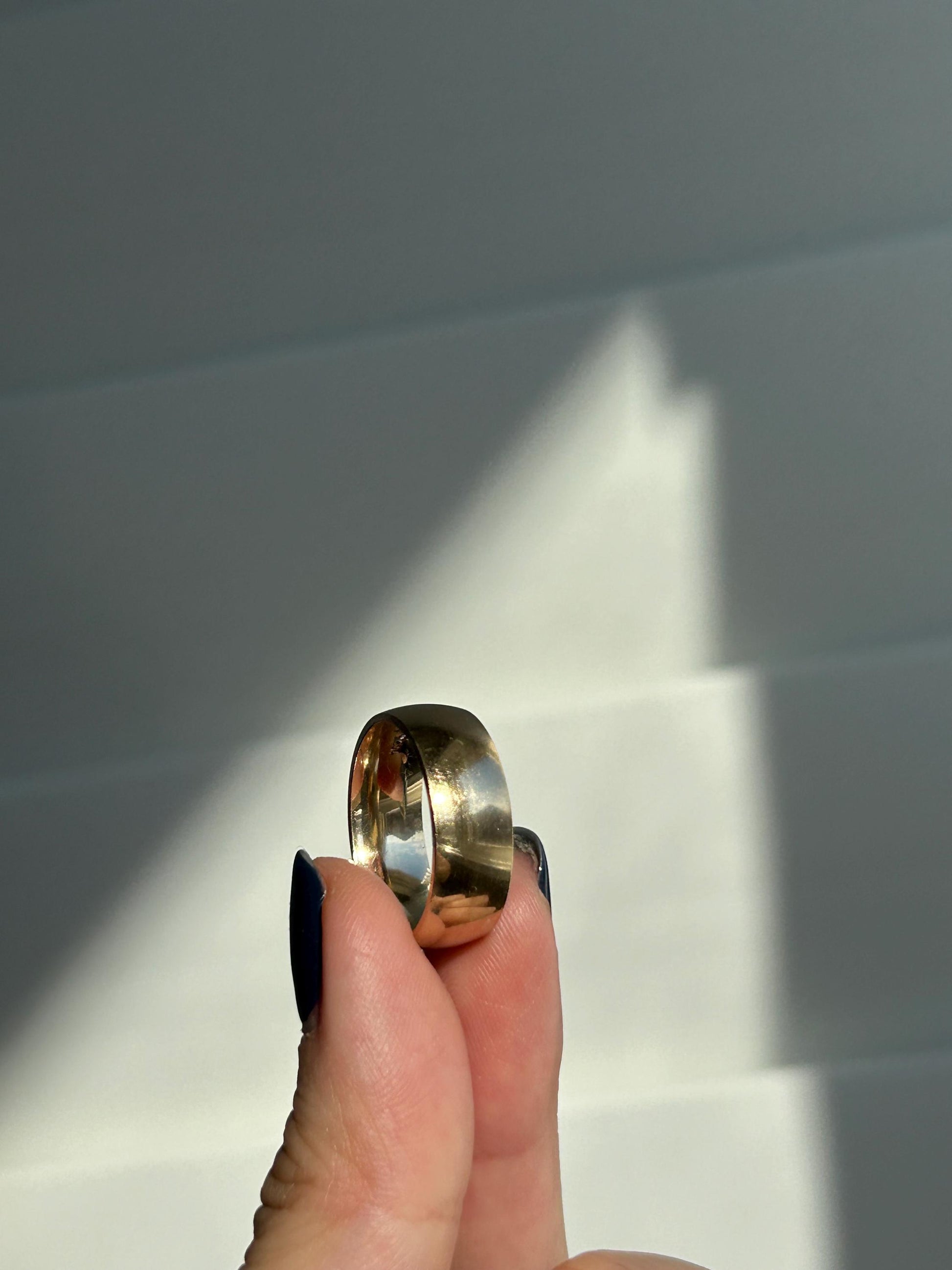 Stackable Classic 10k Solid Yellow Gold Cigar Band Ring, Stackable Gold Band, Plain Gold Ring, Wide Gold Ring, Thick Wedding Ring, Wide Band