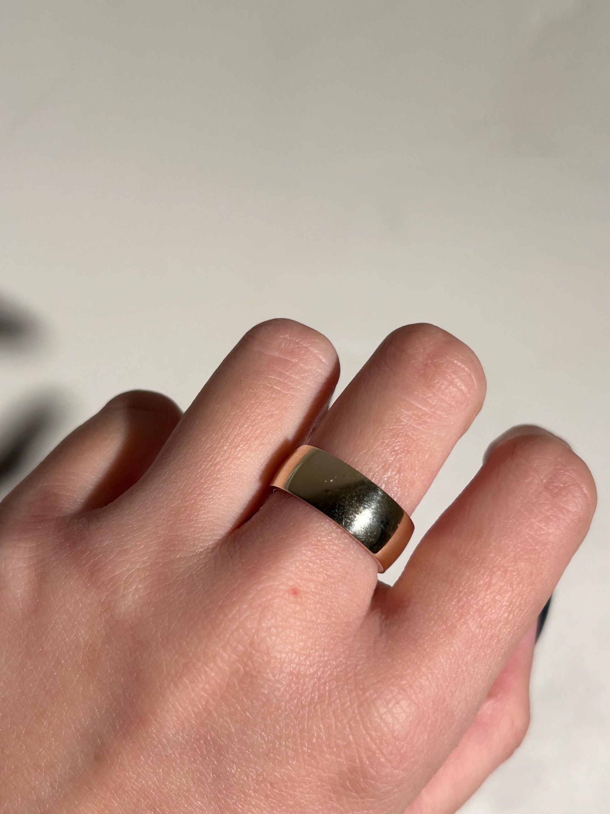 Stackable Classic 10k Solid Yellow Gold Cigar Band Ring, Stackable Gold Band, Plain Gold Ring, Wide Gold Ring, Thick Wedding Ring, Wide Band