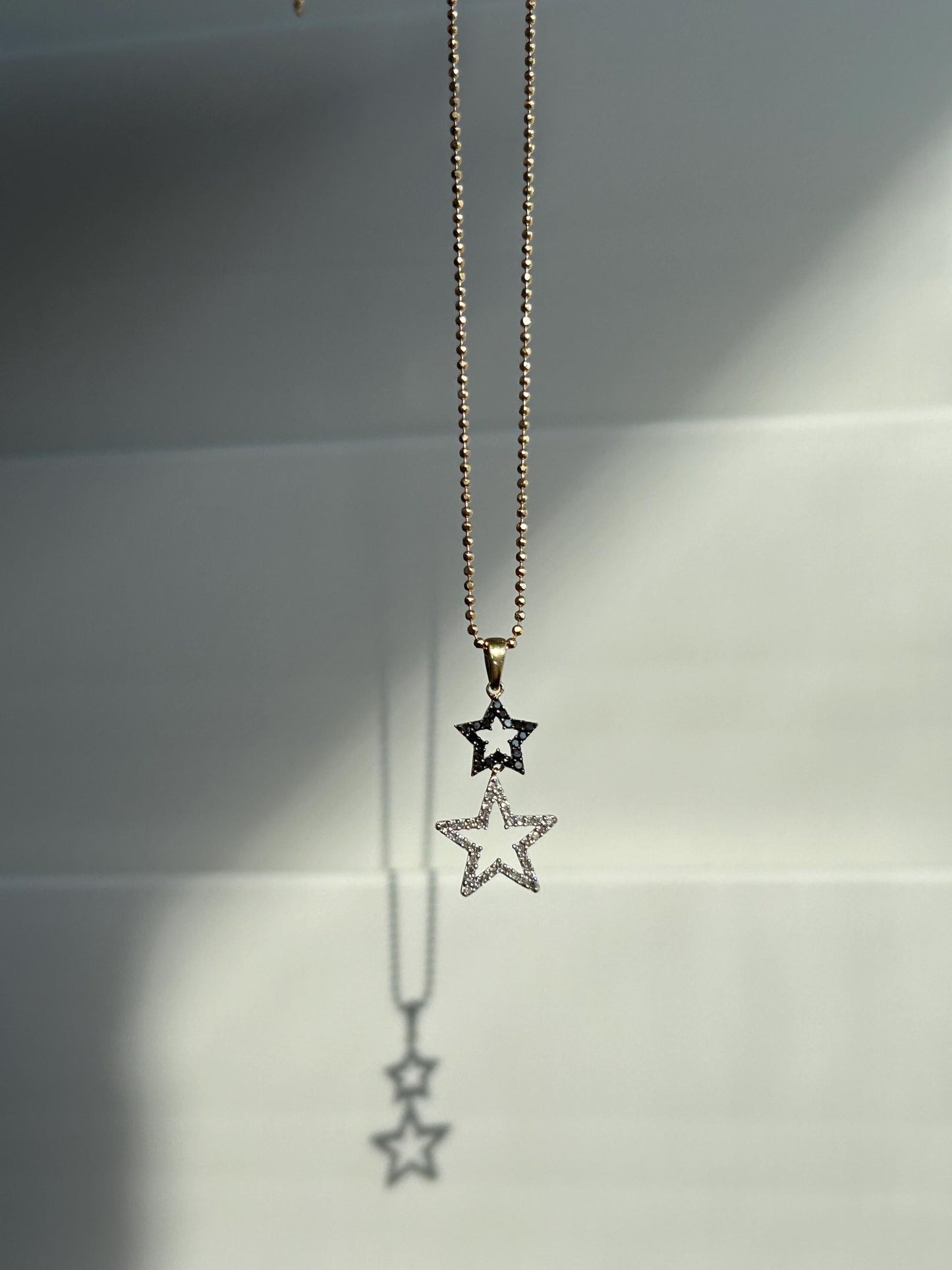 14k Yellow Gold Diamond Star Charm Pendant: Celestial Jewelry