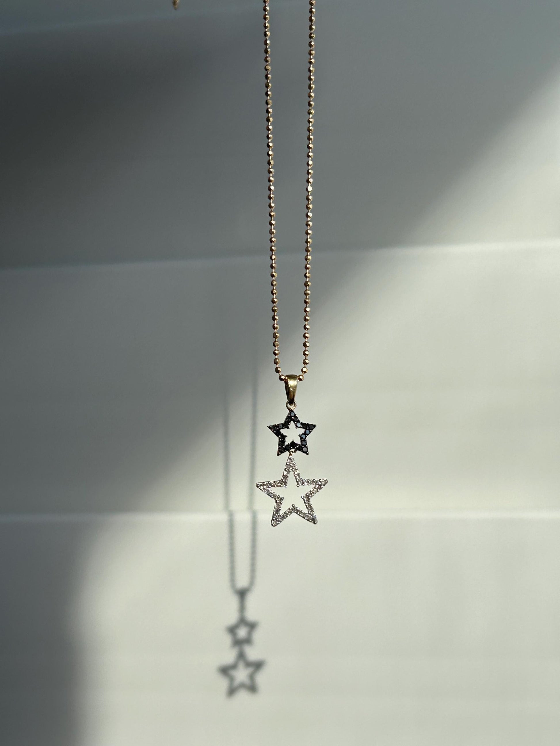 14k Yellow Gold Diamond Star Charm Pendant: Celestial Jewelry