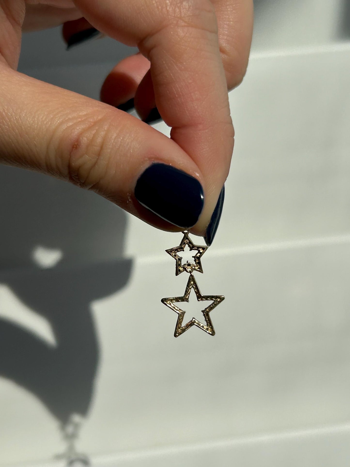 14k Yellow Gold Diamond Star Charm Pendant: Celestial Jewelry