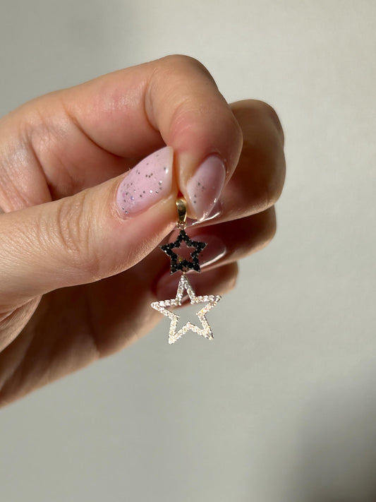 14k Yellow Gold Diamond Star Charm Pendant: Celestial Jewelry
