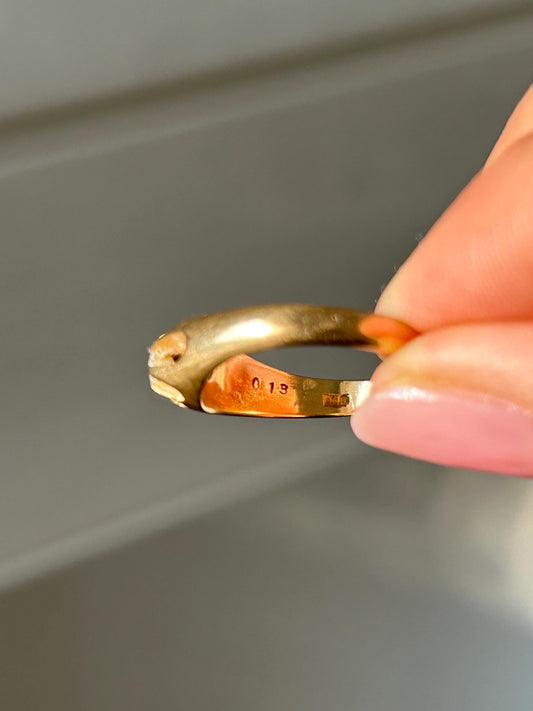 Vintage 18k Yellow Gold Diamond Solitaire Buttercup Ring: Belcher Setting, Size 6.25