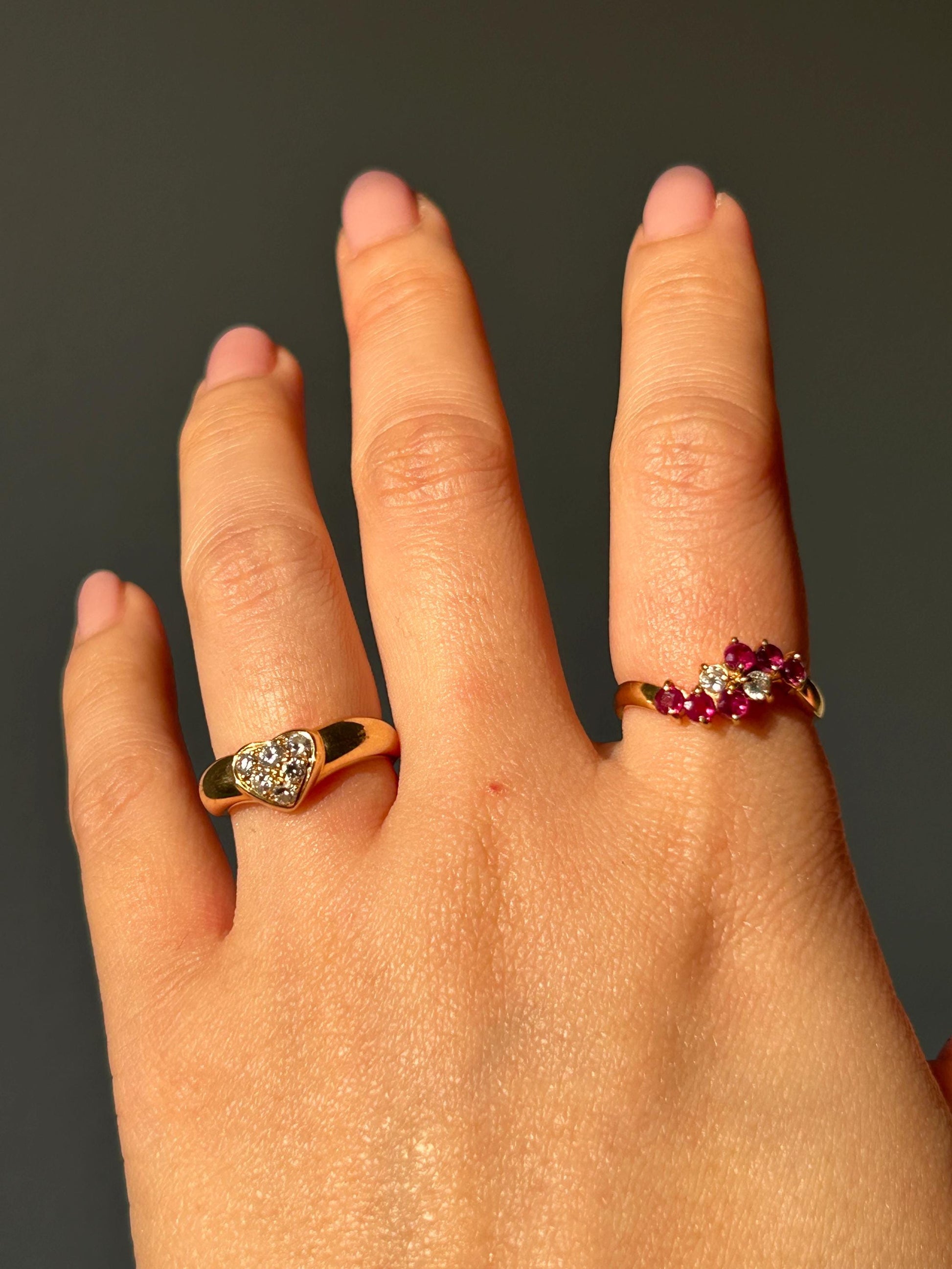 Vintage Tiffany & Co 18k Solid Yellow Gold Diamond Ring, Tiffany Friendship Ring, Diamond Heart Ring, Size 4.5-4.75