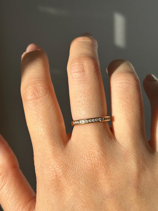 Vintage 18k Yellow Gold Diamond Half Eternity Ring - US Size 5.75