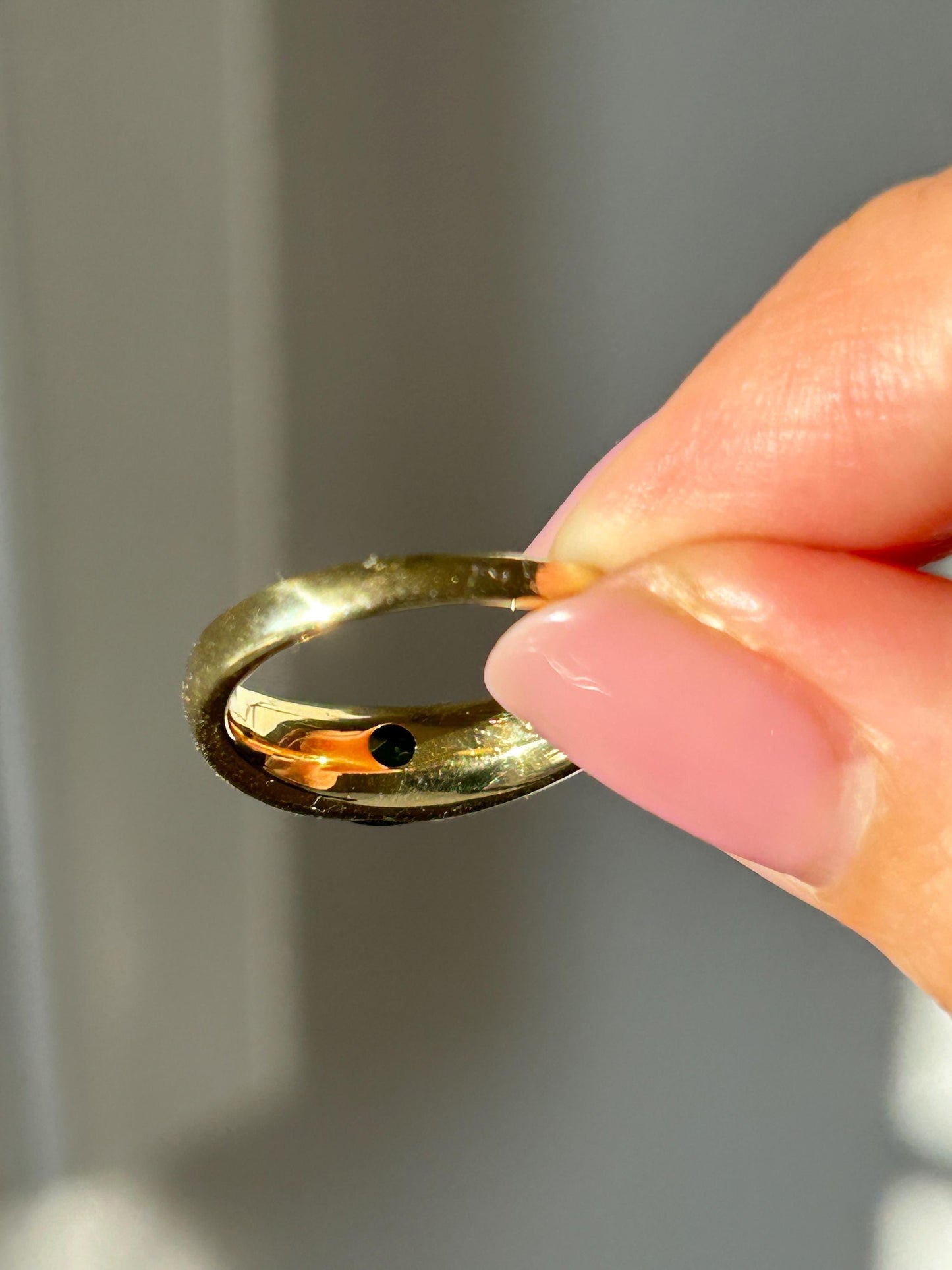Vintage 18k Solid Yellow Gold Green Garnet Ring, Tsavorite Garnet Ring, Donut Ring, January Birthstone Ring, US Size 6
