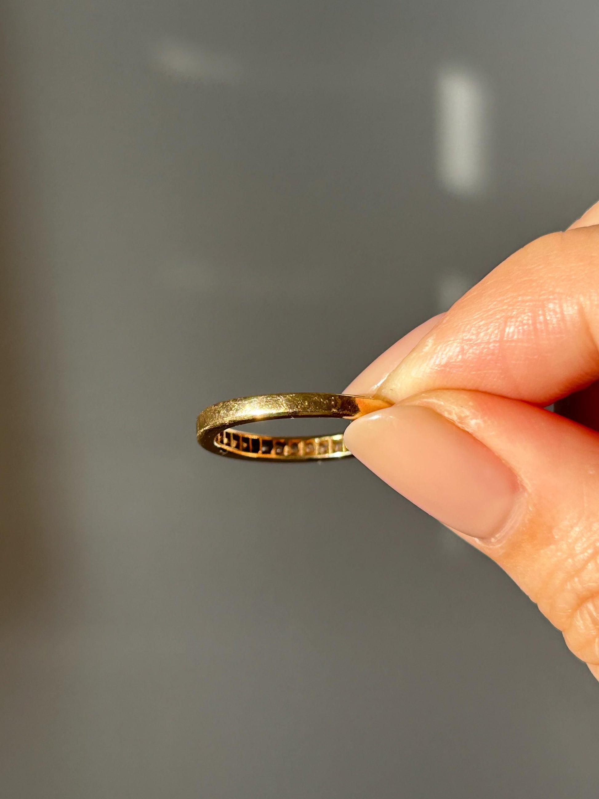 Vintage 18k Yellow Gold Diamond Half Eternity Ring - US Size 5.75