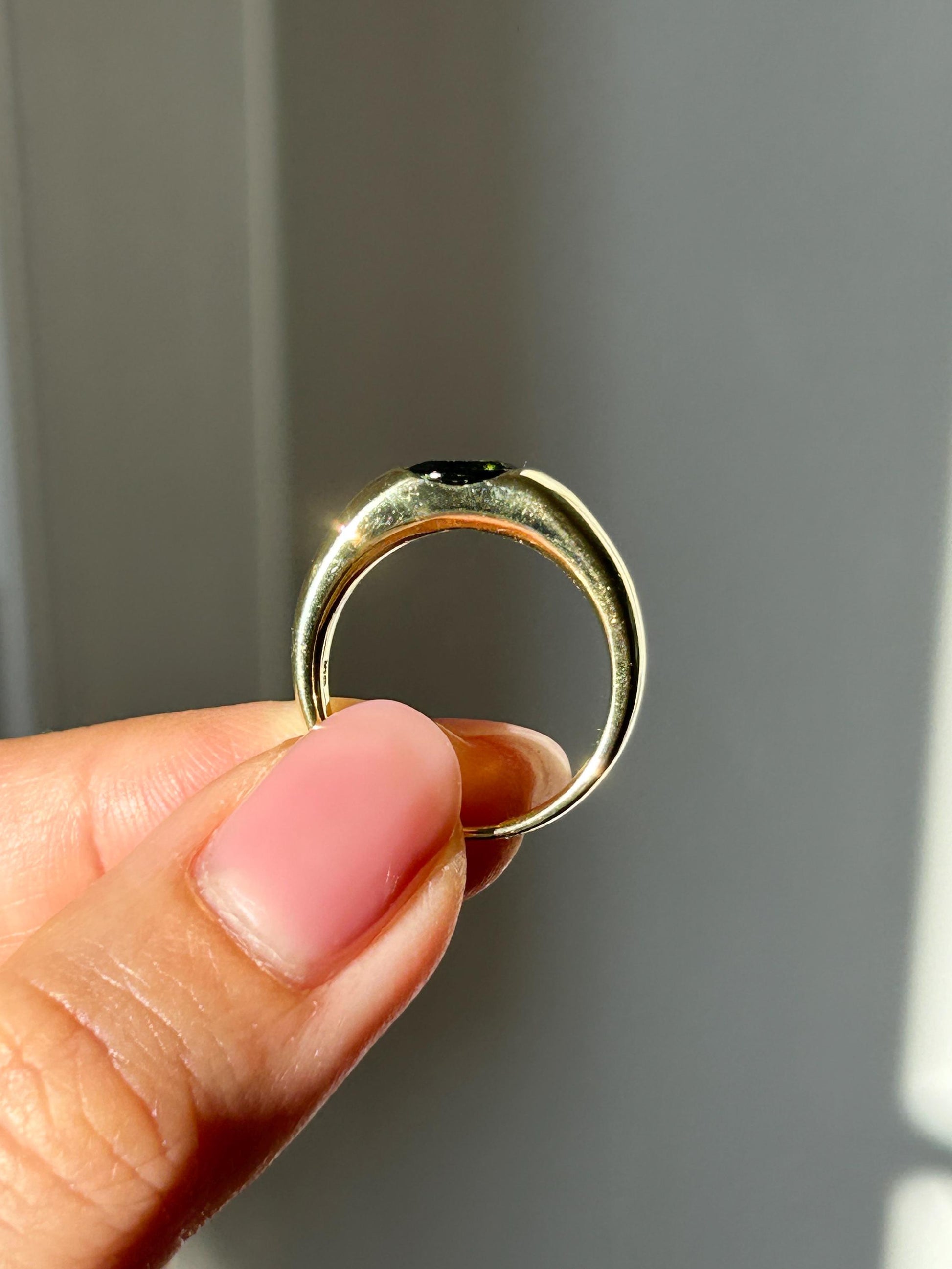 Vintage 18k Solid Yellow Gold Green Garnet Ring, Tsavorite Garnet Ring, Donut Ring, January Birthstone Ring, US Size 6