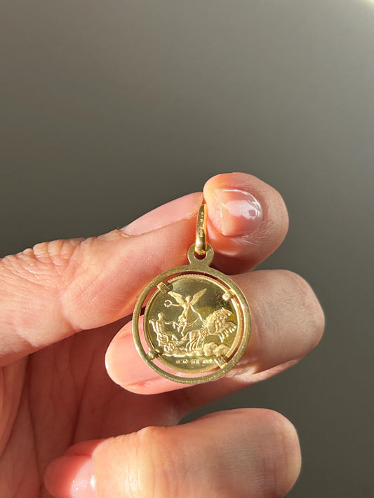 Vintage 10k Yellow Gold Capricorn Double Sided Pendant - Italian Hallmarks