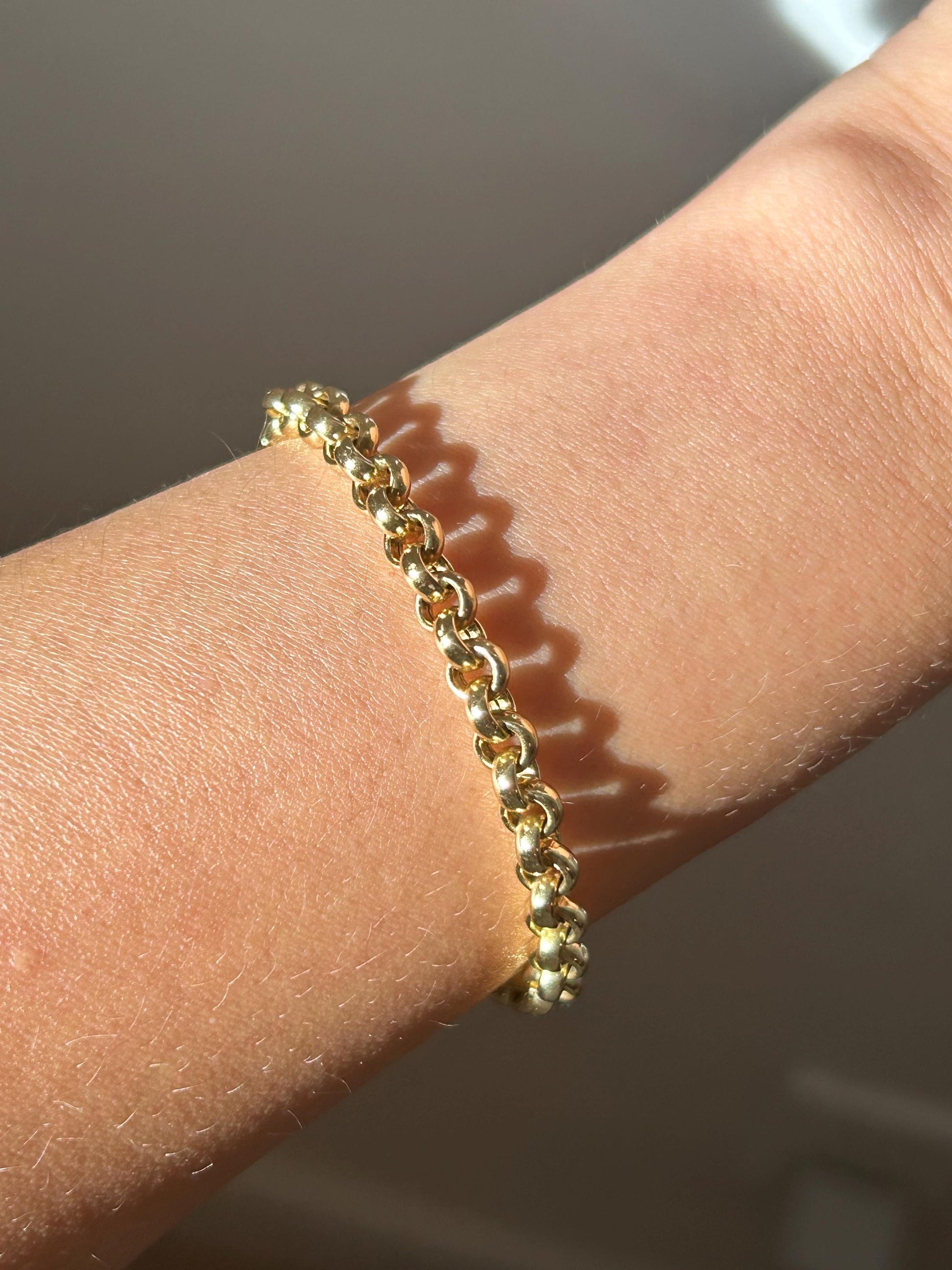 French Vintage 18k Yellow Gold Rolo Bracelet: Size 7”, 9.3g