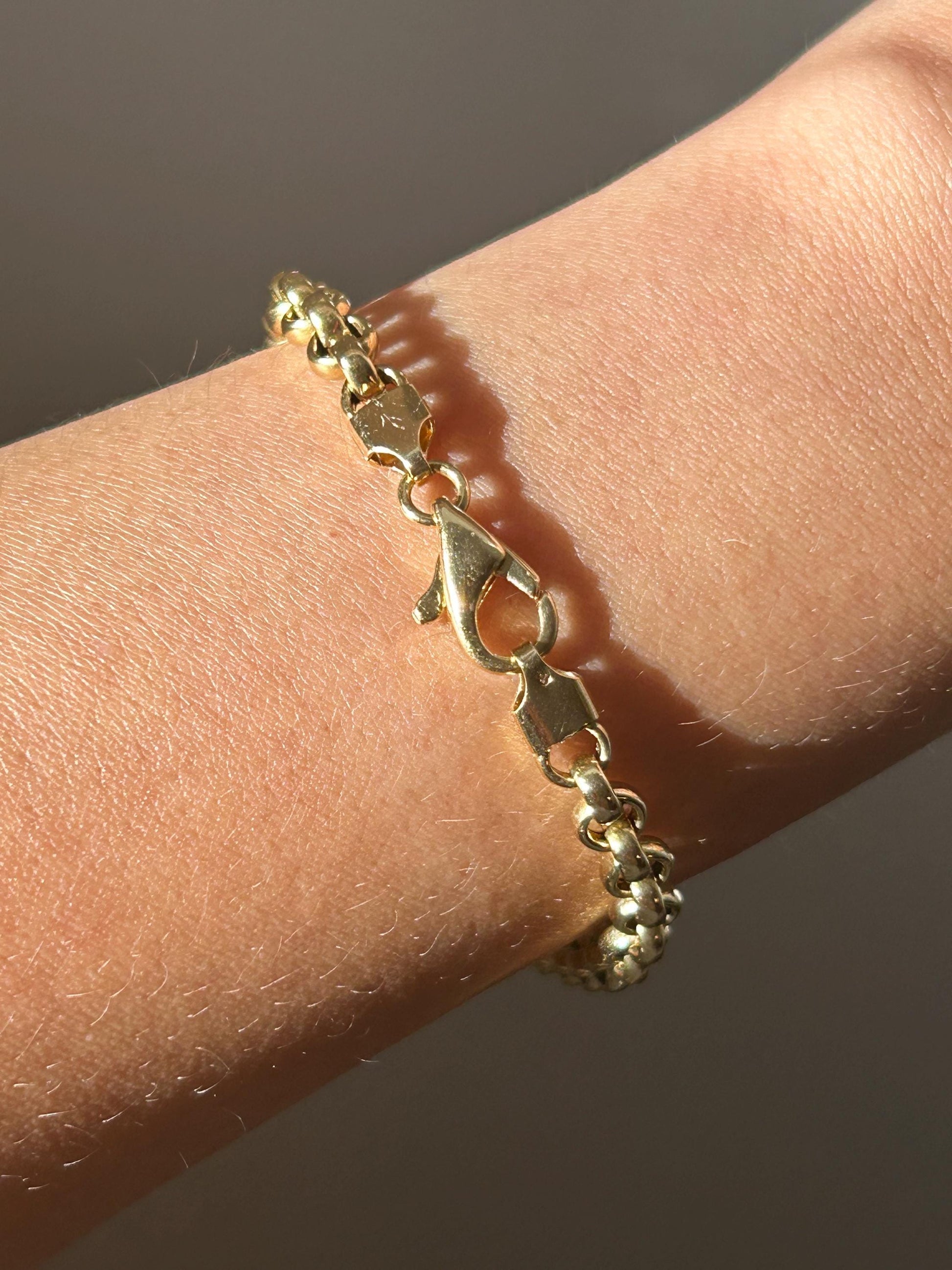 French Vintage 18k Yellow Gold Rolo Bracelet: Size 7”, 9.3g