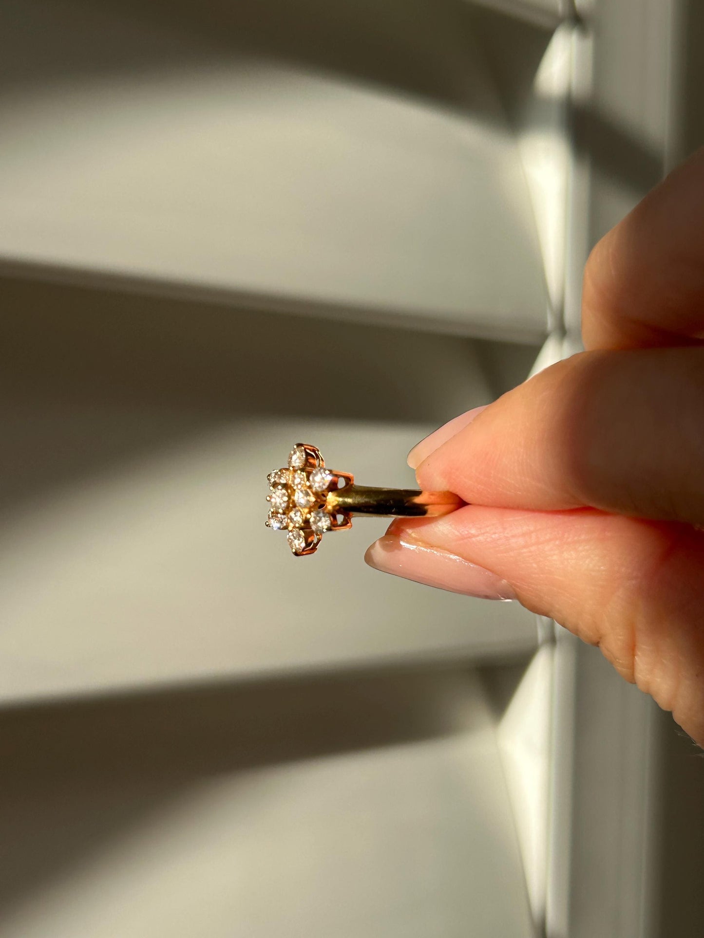 Vintage 18k Yellow Gold Diamond Snowflake Ring: US Size 5, 0.5 ct Diamonds