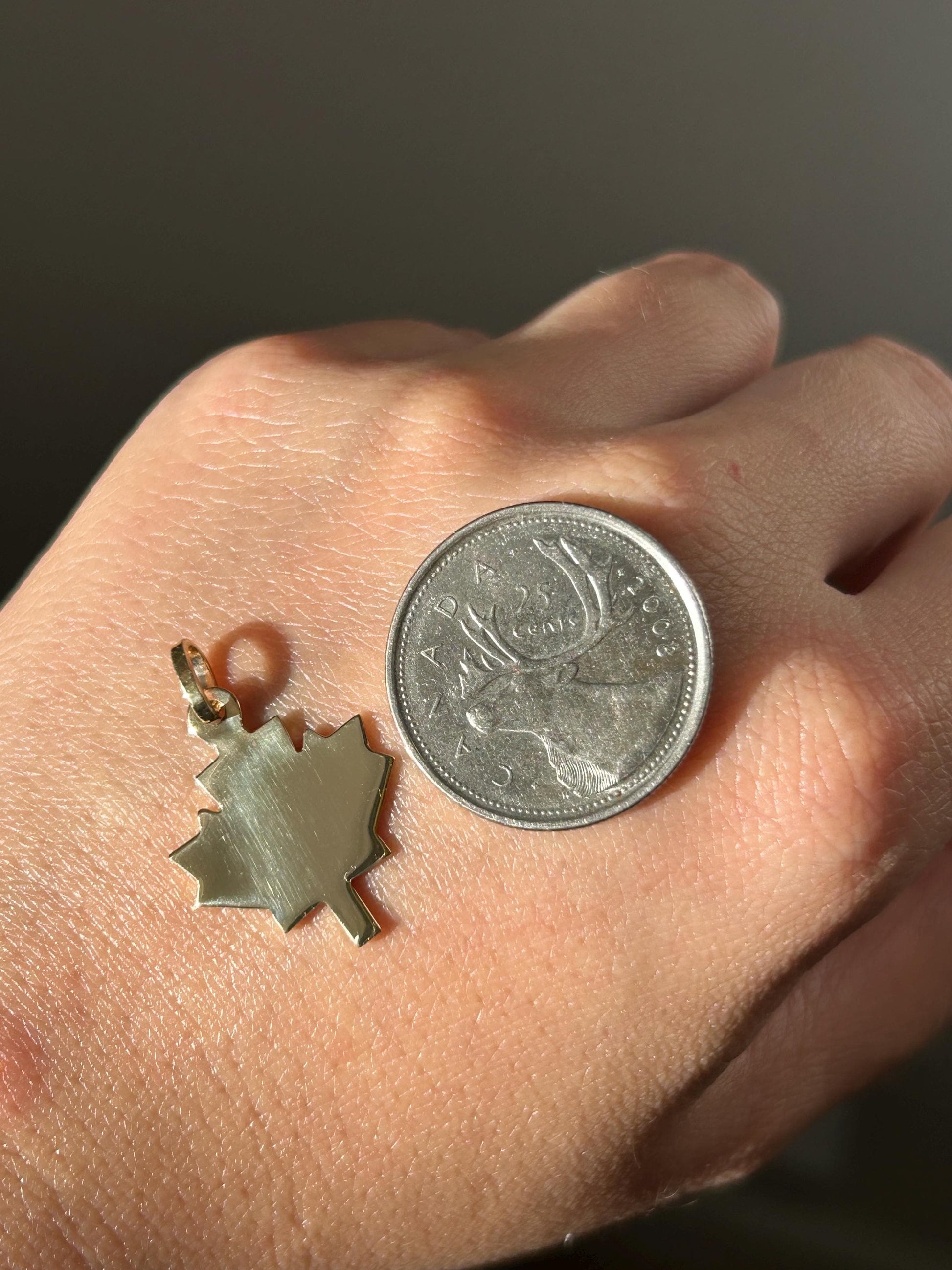 10k Yellow Gold Canada Maple Leaf Pendant Charm