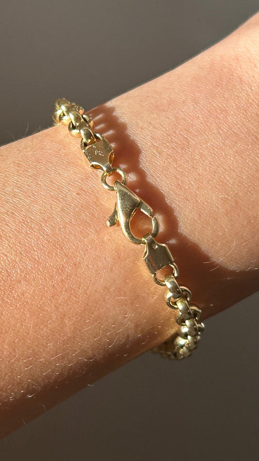 French Vintage 18k Yellow Gold Rolo Bracelet: Size 7”, 9.3g